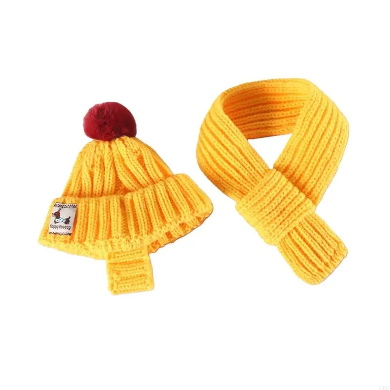 Knitted Dog Winter Hat Scarf Pet Year Warm Cap Costumes Accessories