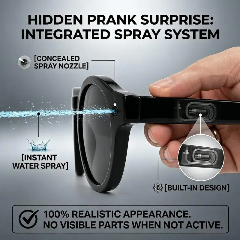 Hidden Water Spray Prank Sunglasses Adjustable Reusable Funny Gag Zpaxo