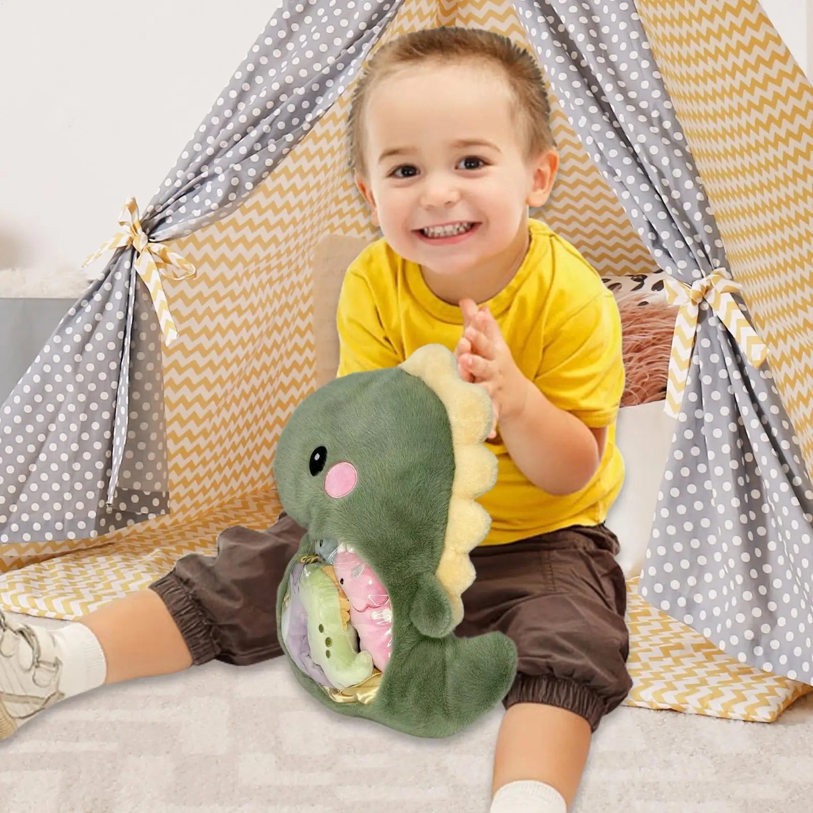 Dinosaur Plush Pillow Dinosaur Stuffed Animal Throw Pillow Doll Huggable Doll Nursery Decoration Cushion For Sofa Bed Couch Car Zpaxo