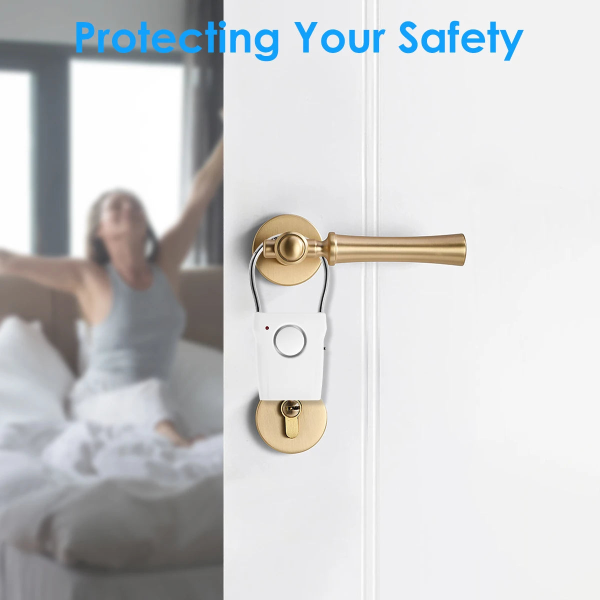 Smart Door Handle Alarm 110dB Door Security Alarm with Adjustable Settings Portable Window Alarm Ultra-Slim Detector for Travel Zpaxo