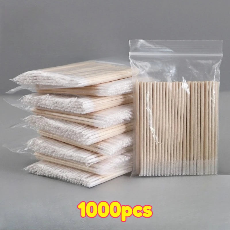 1000 200 Micro Wood Cotton Swabs Eyelash Extension Cleaning Tools