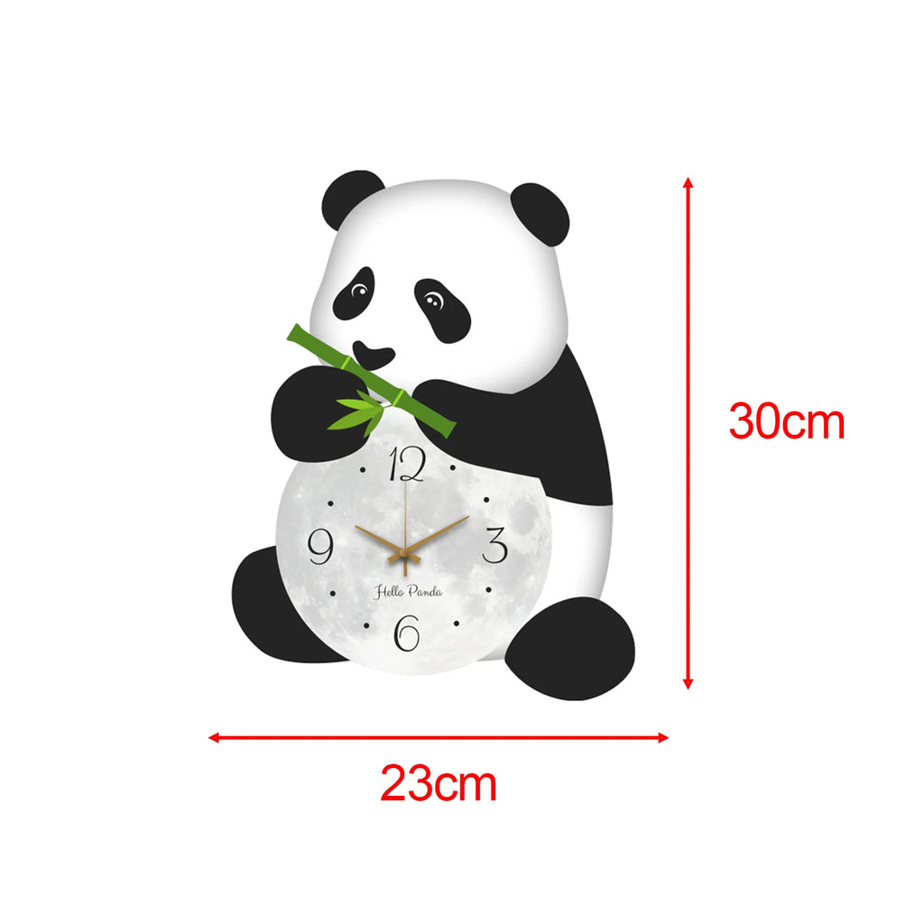 Panda Wall Clock Silent Cute Wall Hanging Decor for Kids Room Kitchen Office Decorative Clock Silent Bedroom Living Room Zpaxo Black White