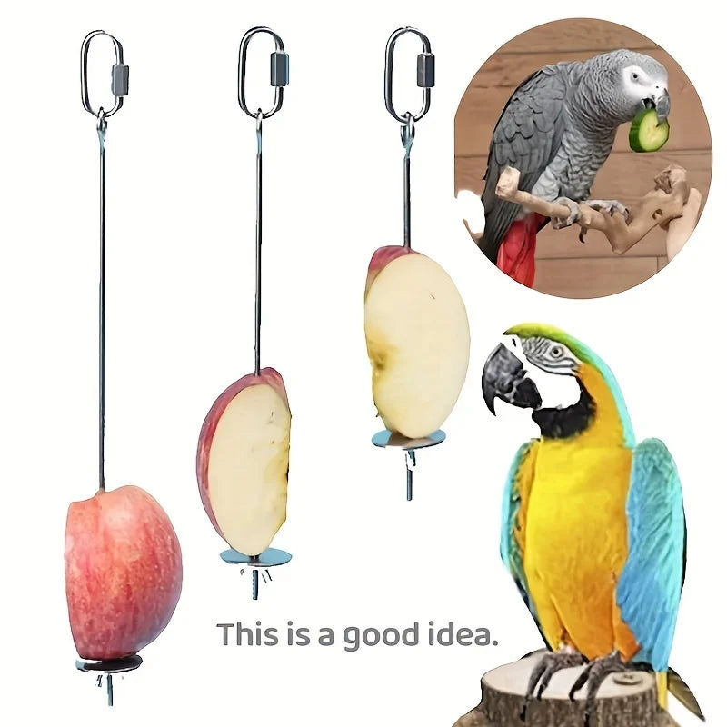 Stainless Steel Parrot Feeder Hanging Fresh Vegetables Juicy Fruits Zpaxo