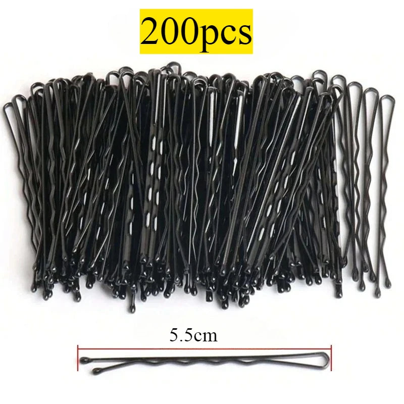 50- Black Pins Non-slip Hairpins Women Durable Metal Straight Line Zpaxo 200PCS