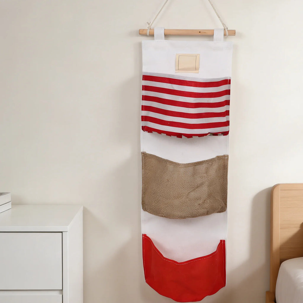 Heavy Duty 3 Pockets Wall Mounted Storage Bag Multi Grid Hanging