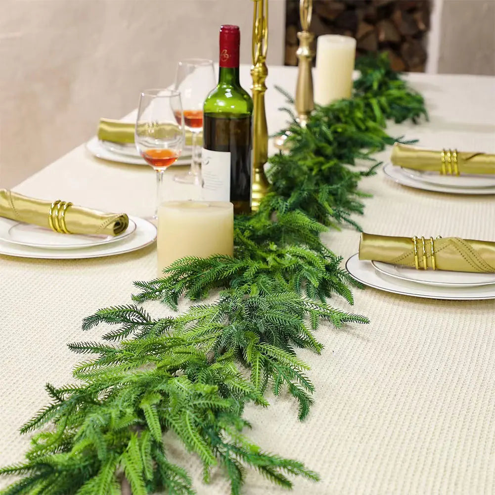 180 Artificial Norfolk Pine Garland Realistic Faux Cedar Christmas