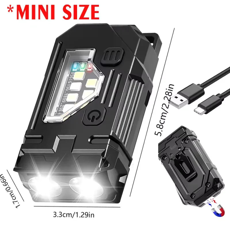 Portable LED Flashlight Mini Rechargeable Torch Super Bright with Tail Magnet COB Side Light for Camping Hiking Emergency Zpaxo Mini Size