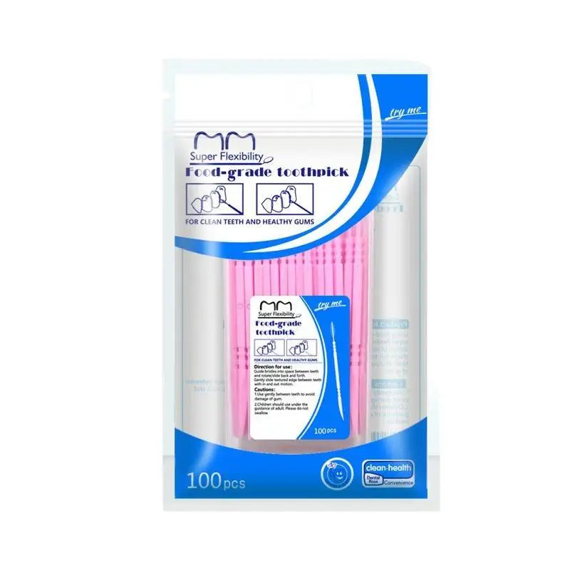 100-Pack Disposable Double-Head Plastic Toothpicks – Portable Box