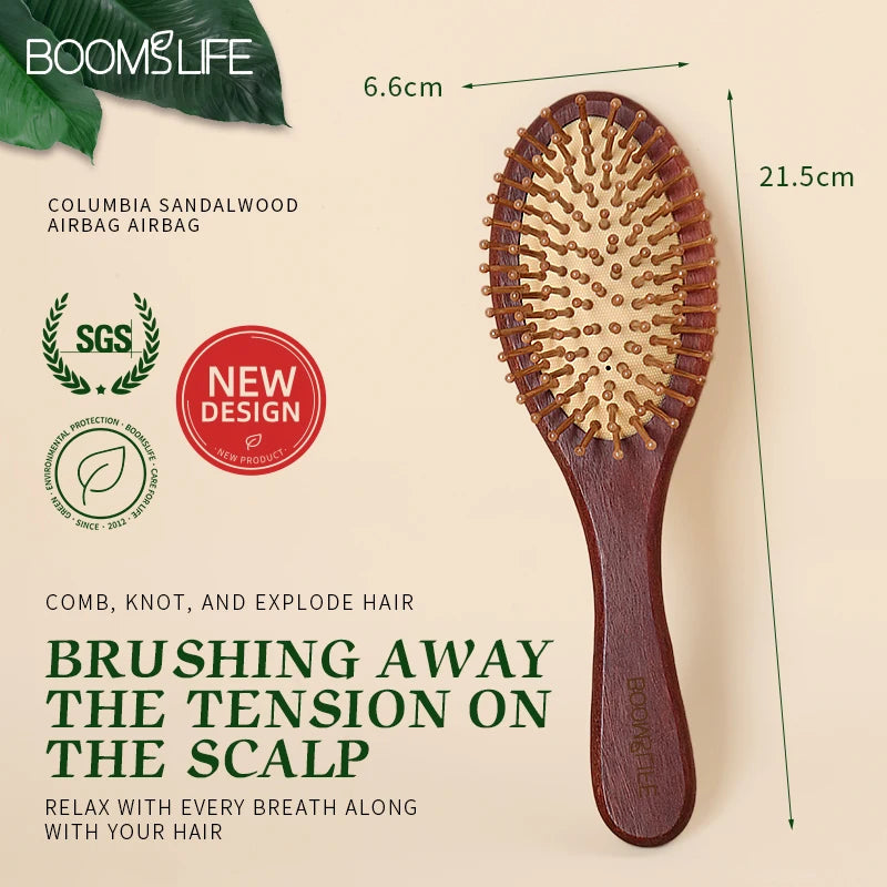 BOOMSLIFE Personalized Massage Scalp Hair Brush Wide Tooth Oak Wood Comb for Hair Women Custom Wood Needle Styling Hairbrush Zpaxo