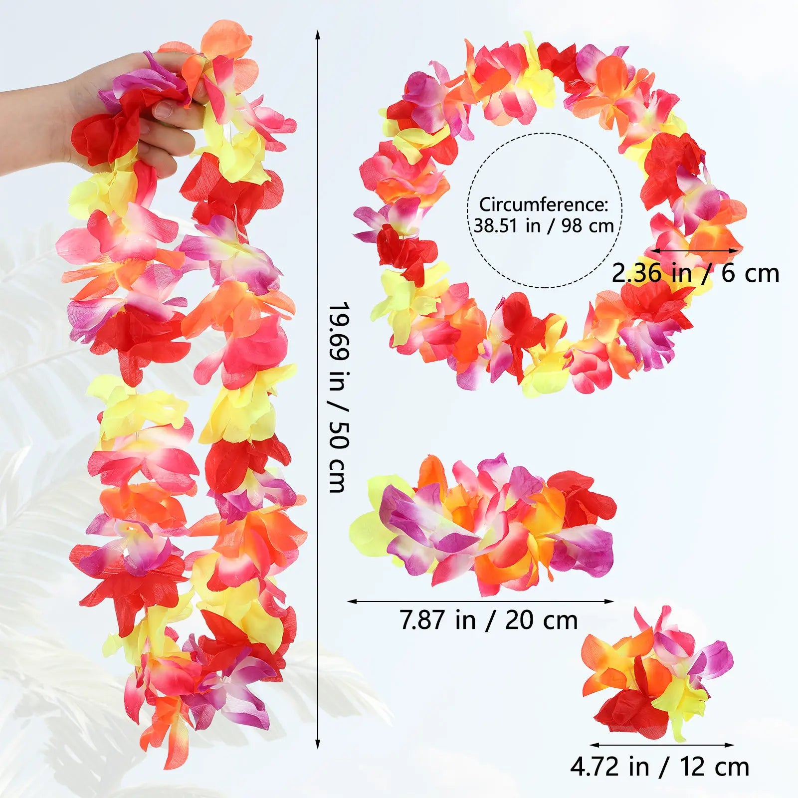 4Pcs Tropical Flower Necklace Set Exquisite Hawaii Leis for Medal Presentation Party Beach Decor Headband Bracelet Ornament Zpaxo