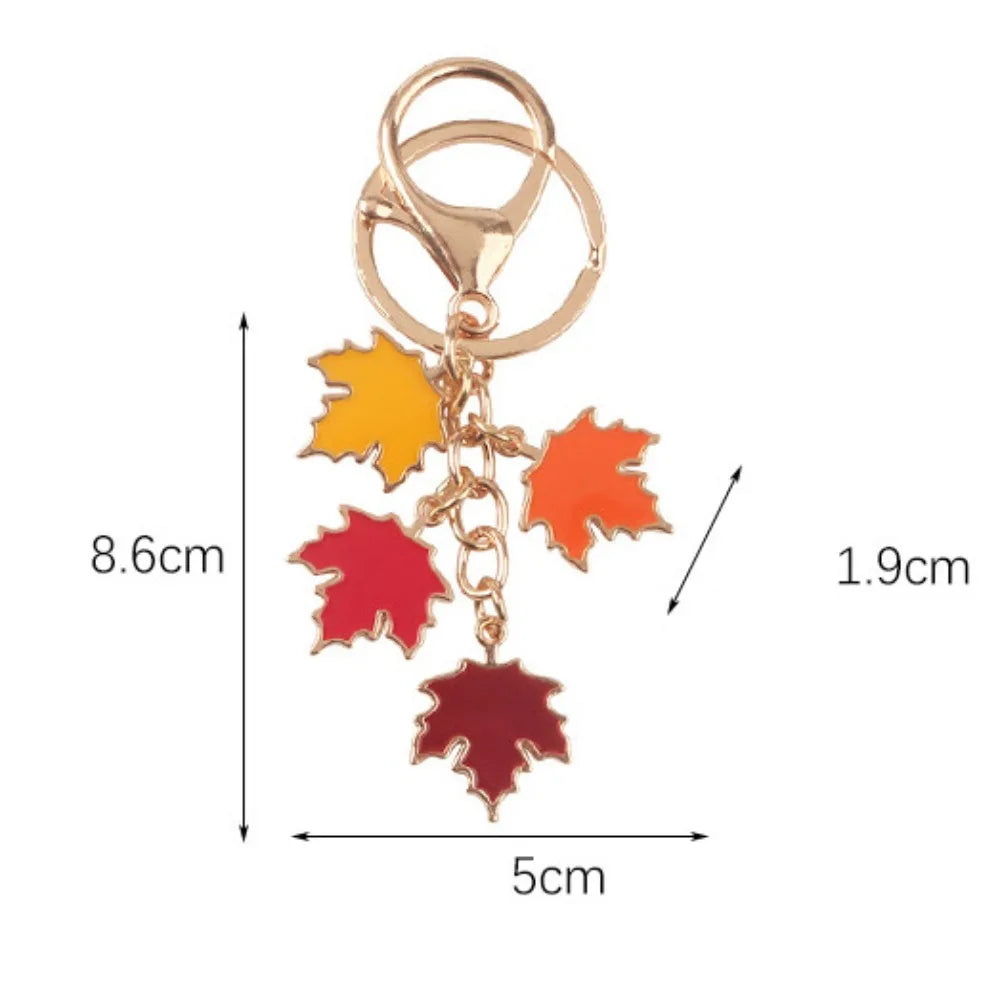 Maple Leaf Maple Leaf Keychain Creative Charms Enamel Plant Key Rings with Pearl Lanyard Pendants Leaf Metal Keyring Handbag Zpaxo