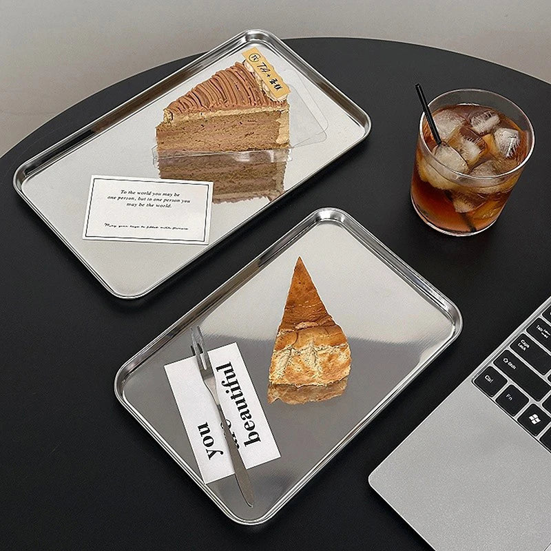 Nordic Rectangle Stainless Steel Tray Buffet Presentation Food