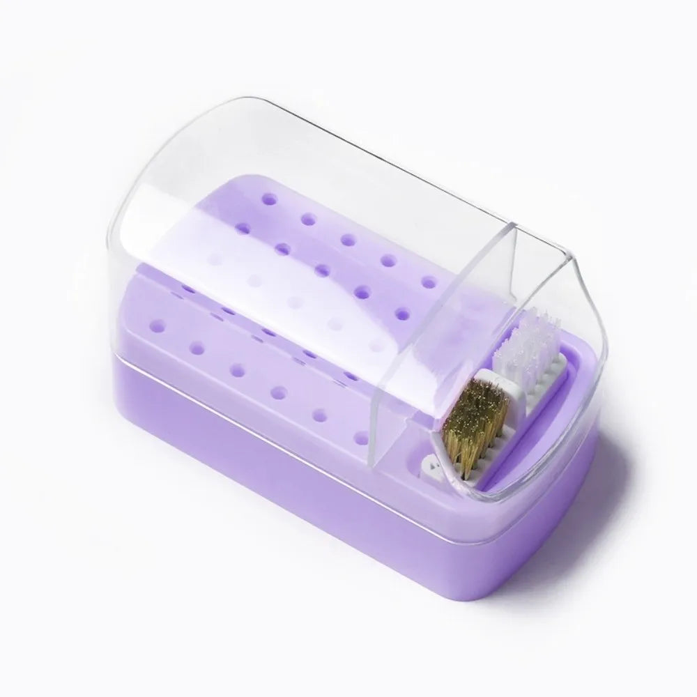 New 30 Holes Nail Drill Bits Organizer Box Acrylic Nail Salon Nail Art Display Stand Nail Art Drill Bit Holder Home Nail Art Zpaxo Purple