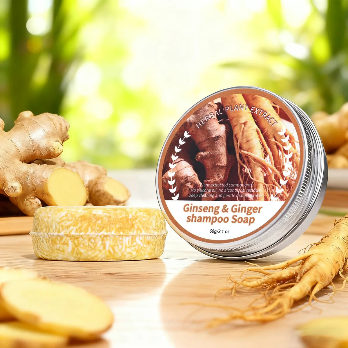 Ginseng Ginger Shampoo Bar – Organic Oil Control Hair Soap Solid Shampoo Bar Zpaxo 60g