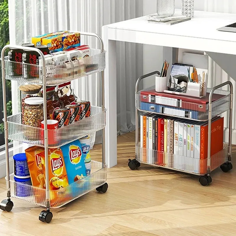 2 3 4 Tiers Mobile Shelf Wheel Multi-layers Storage Rack Home Trolley