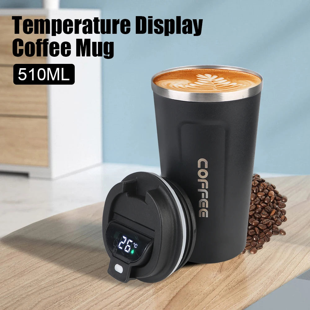 Coffee Mug Temperature Display Leakproof Car Tea Water Thermos Cup