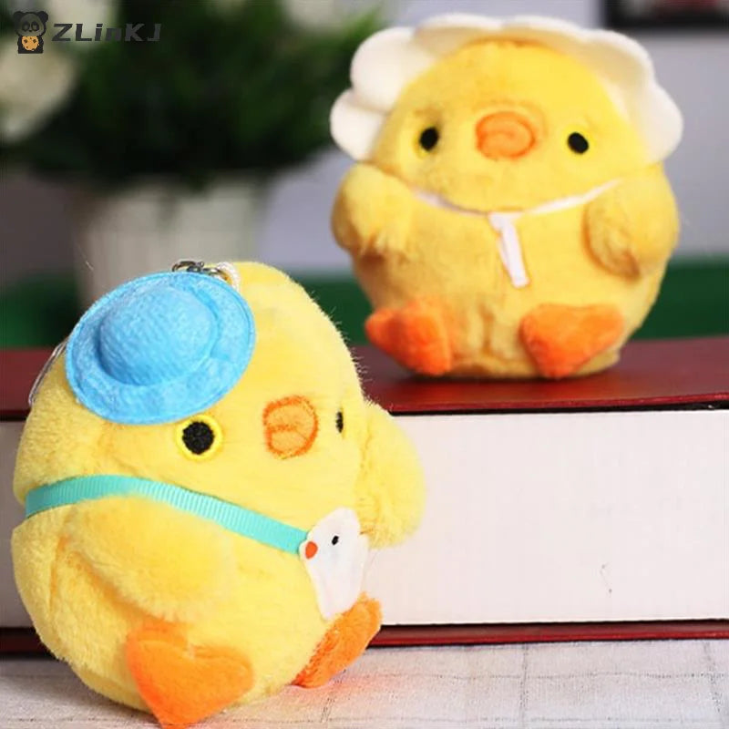 ▶1PCS Cartoon Plush Little Yellow Chicken Toy Doll Keychain Pendants Lovely Mini Chicken Plush Toys Bag Keychain Pendants Zpaxo