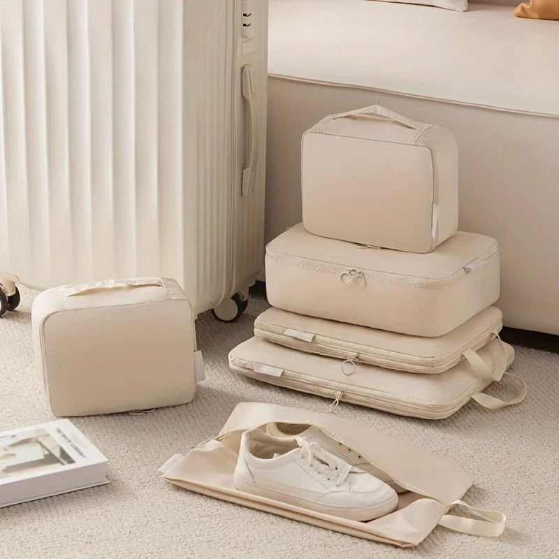 Easy-clean Compression Packing Cubes Polyester Travel Organizer