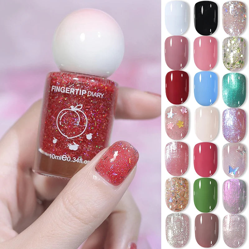 No-bake Nail Polish Polarized Nude Nails Art Tearable Quick Dry Zpaxo