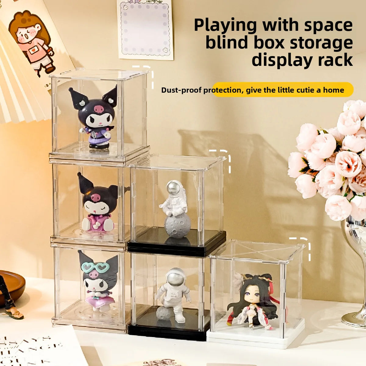 Rotating Stackable Display Case - Organizer & Storage Box for Blind Box Toys, Action Figures, and Collectibles Zpaxo