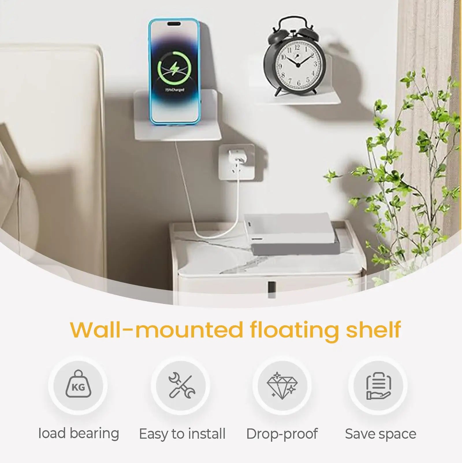 Adhesive Camera Wall Mount Floating Shelf Phone Speaker Router