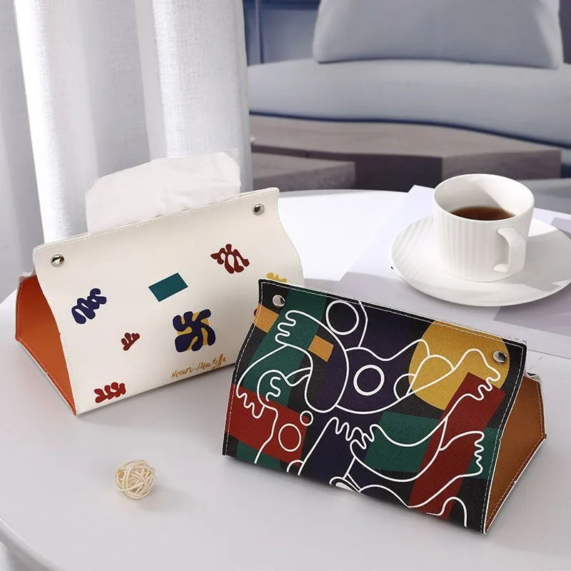 1 Minimalist PU Leather Tissue Box Cover Simple Design Living Room