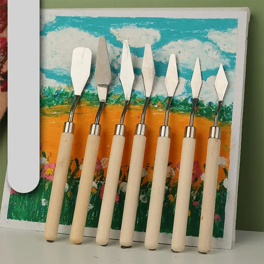 7 Stainless Steel Oil Painting Knives Artist Crafts Spatula Palette