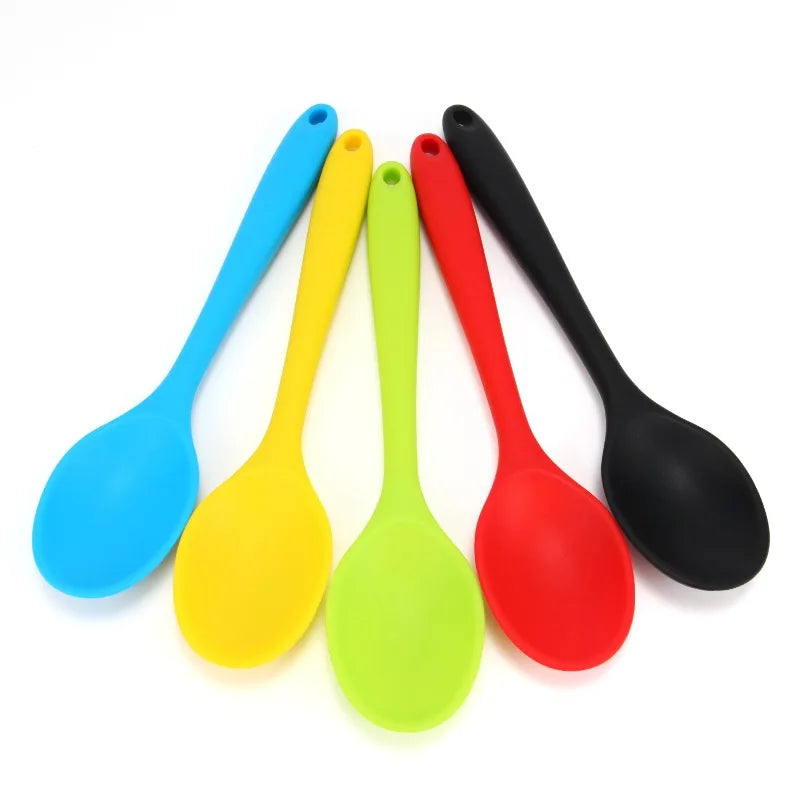 Hot Silicone Spoon Tableware Small Mixing Spoon Denser Salad Seasoning Denser Spoon Kitchen Small Tool Zpaxo