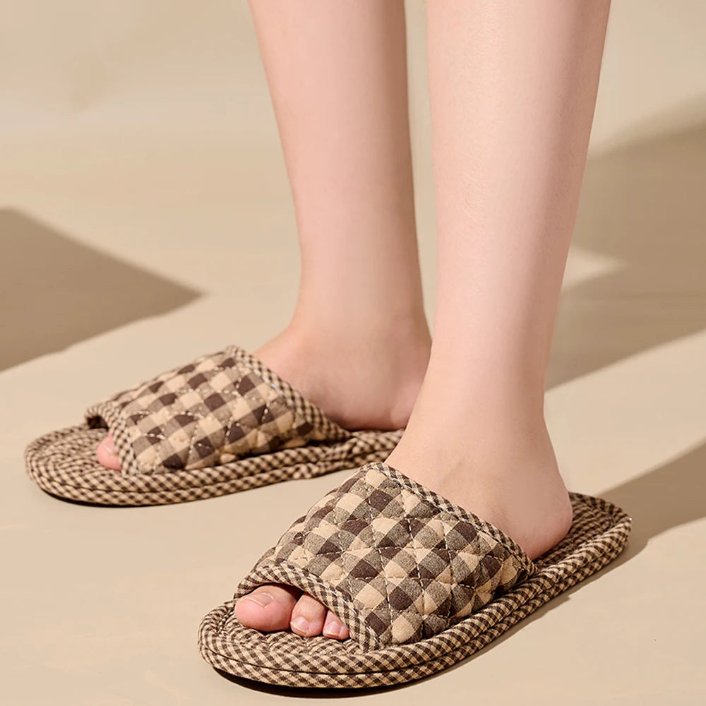 Indoor Slippers Lightweight Soft Cotton Floral Floor Shoes Fashion