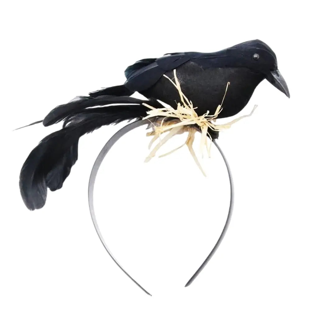 Halloween Exaggerated Forest Crow Headband Creative Feather Black