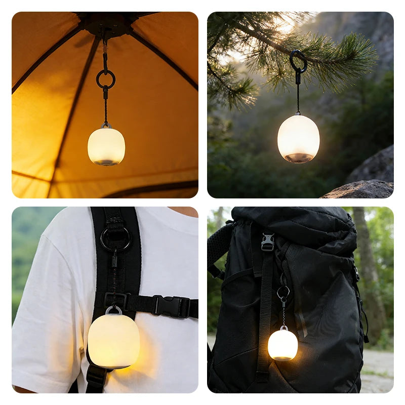 Portable Camping Lantern Rechargeable LED Picnic Lamp MINI Egg-Shaped Squeeze Silicone Light for Outdoor Cozy Ambience Zpaxo
