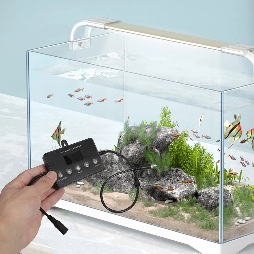 Black LED Fish Tank Controller LCD Timing Aquarium Universal 12-24V