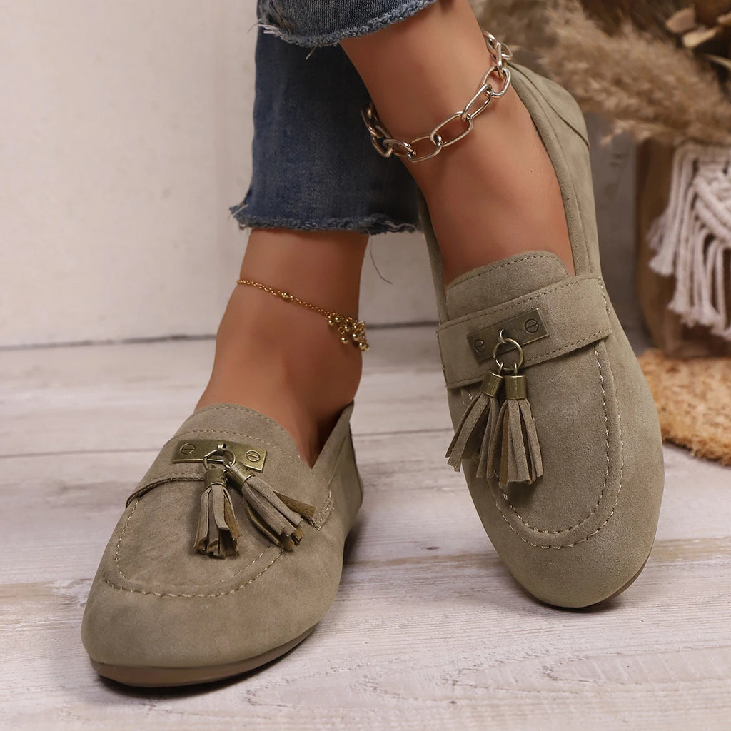 Women Loafers Outdoor Tassels Flat Sneakers Women Comfortable Vacation Shoes Round Toe Walking Shoes Ladies Zapatos De Mujer Zpaxo