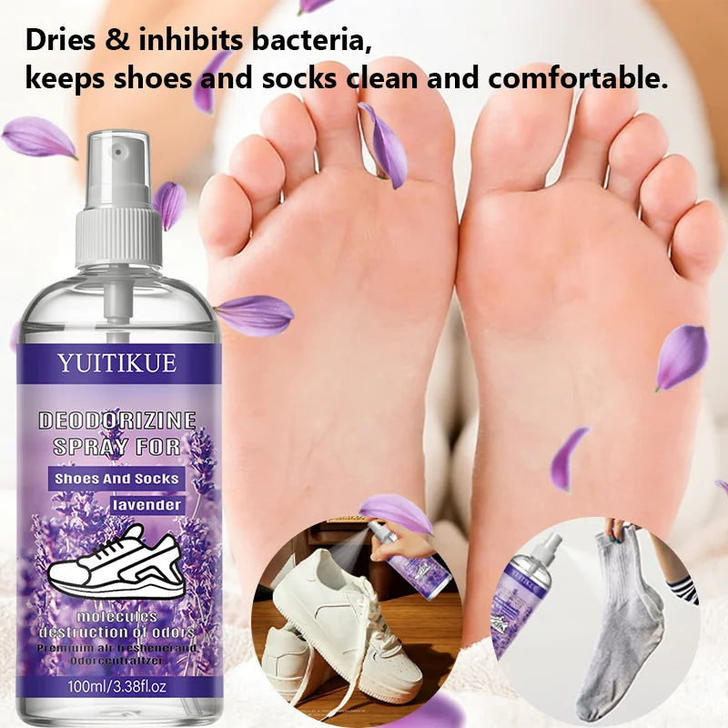 YUITIKUE Lavender Shoe & Sock Deodorizing Spray 100ml Deodorizing Foot Spray Zpaxo