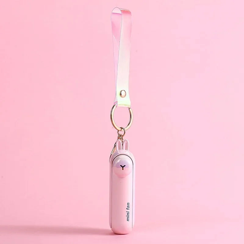 Cute Mini Fan Kipas Portable Hand Fold Bedside Office USB Charge Battery Table Desk Cooling handheld fan neck fan Zpaxo Pink