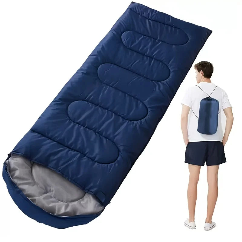 Camping Sleeping Bag Adults Portable Lightweight Warm All-weather Zpaxo SD-blue-E