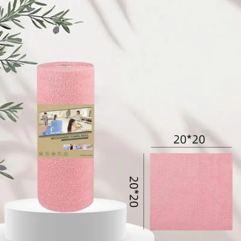 1 Roll Microfiber Cleaning Cloths Reusable Lint-free Towels Kitchen Zpaxo Pink