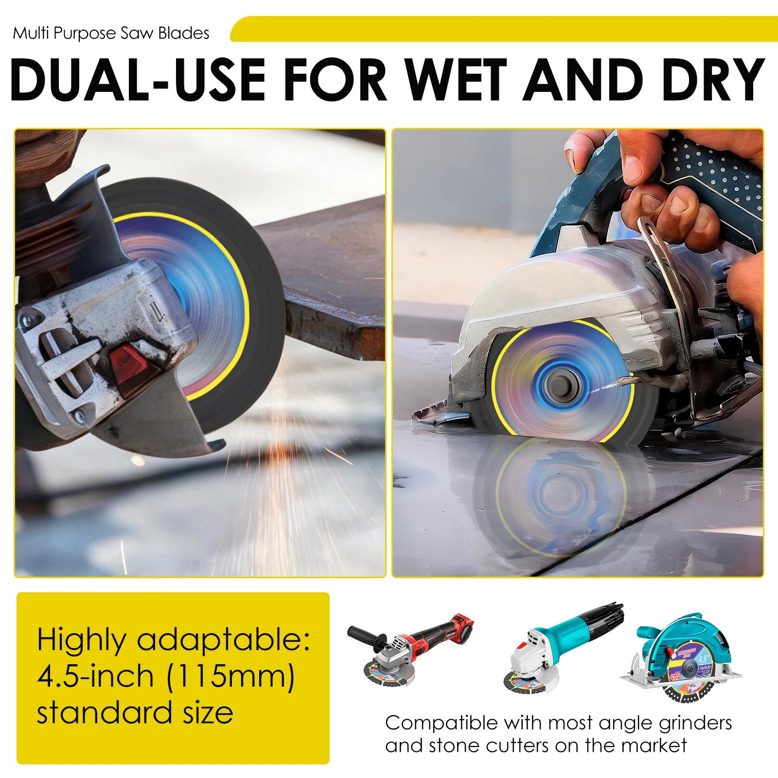 4.5 Inch Diamond Saw Blade Multi Purpose Cutting Disc for Metal Tile Stone Concrete PVC Wood Brazed Angle Grinder Wheels 3PCS Zpaxo