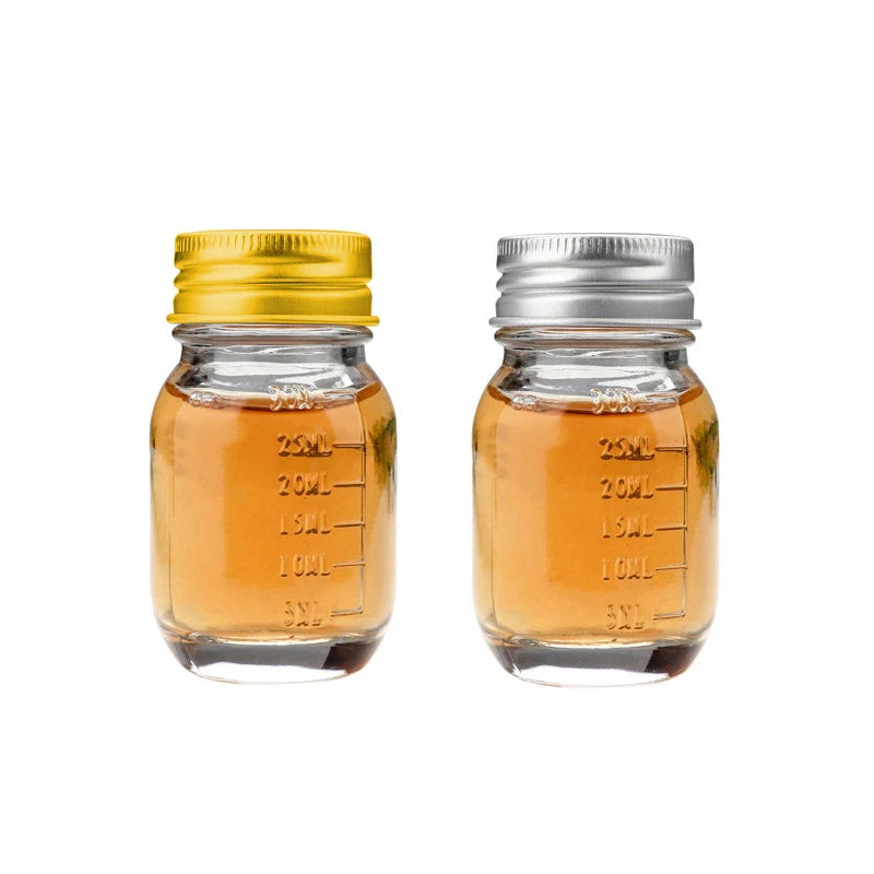 Glass Bottle Small Lid Medicine Powder Capsule Gold Silver Zpaxo