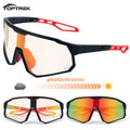 Toptrek Photochromic Cycling Sunglasses Men Women Outdoor Sport Running Bike Hiking Bicycle Eyewear MTB Baseball Glasses Goggles Zpaxo 01 Black Red