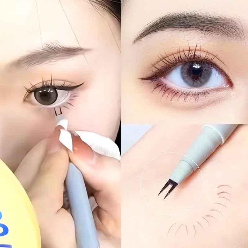 Double Forked Tip Lower Lash Pen Ultra-thin 2 Fork Liquid Eyeliner Zpaxo