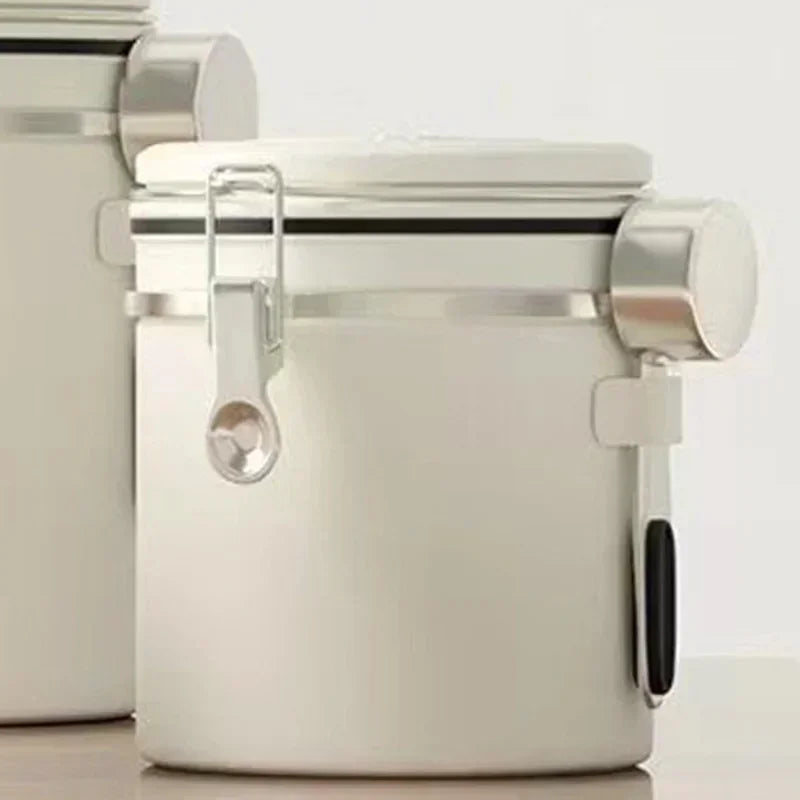 Stainless Steel Airtight Coffee Canister 1.2/1.5/1.8L | Date Tracker Coffee Storage Canister Zpaxo Beige-1500ML