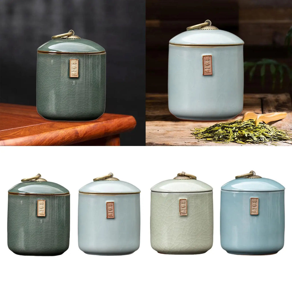 Ceramic Airtight Tea Canister – Dry Food & Coffee Storage Jar Ceramic Storage Canister Zpaxo