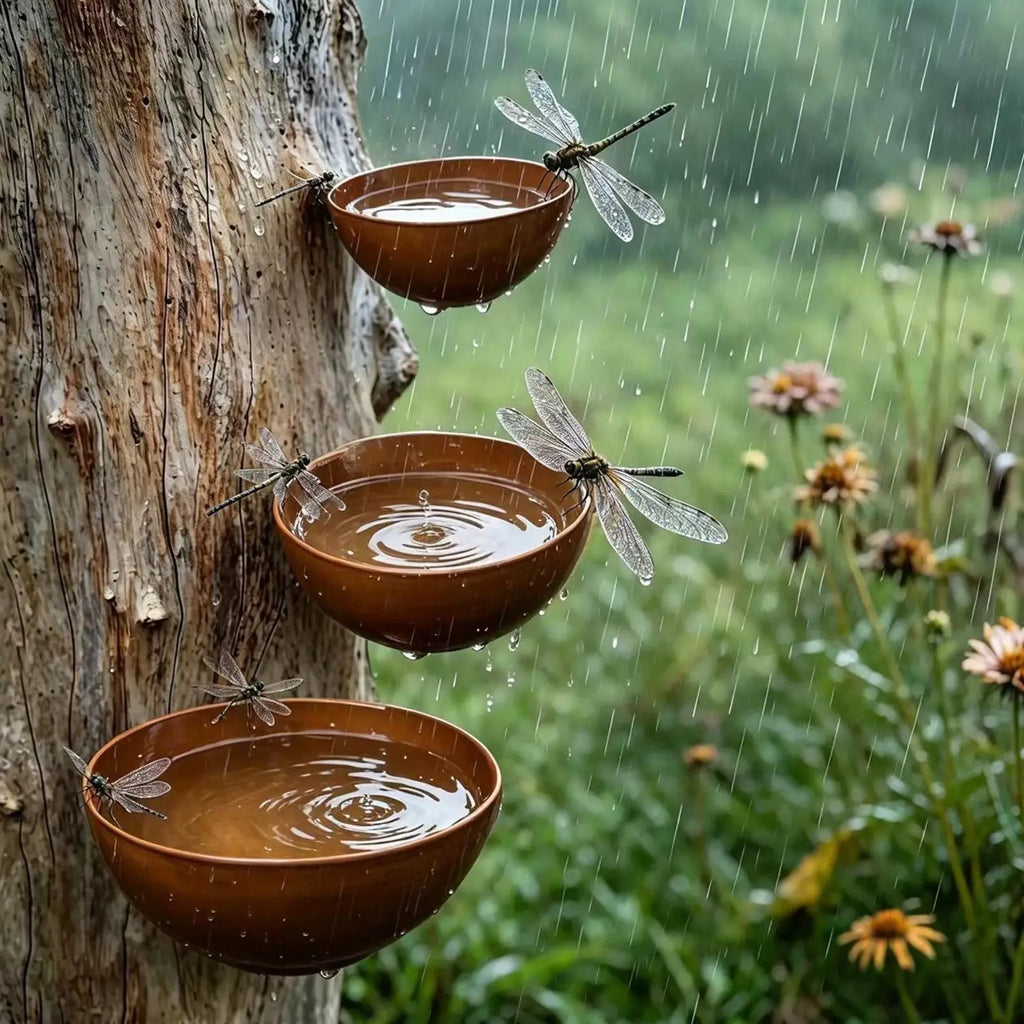 Rain Catcher 3 Metal Decorative Bee Watering Station Cup Collector