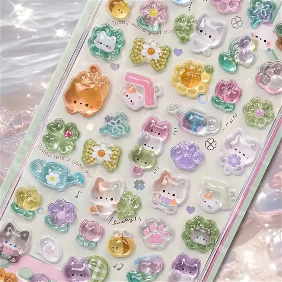 Funny Sweet Furit Ice Cream Pets Drop 3D Relief Sticker Scrapbooking Diy Diary Decor Journaling Stationery Kawaii Stickers Zpaxo