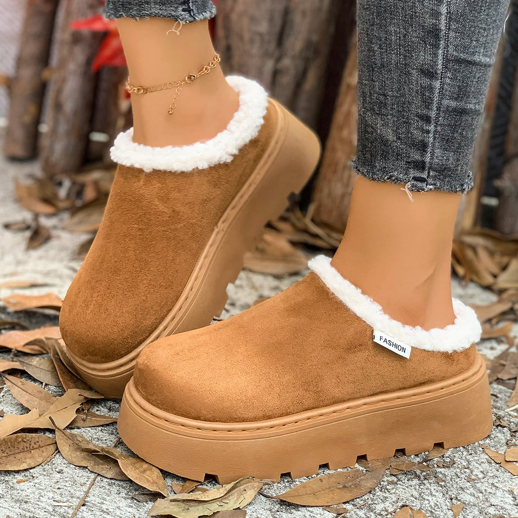 Women Platform Boots 2025 New Comfortable Luxury Fashion Ankle Boots Women Casual Thickened Fluff Shoes Woman Zapatos De Mujer Zpaxo Brown 39