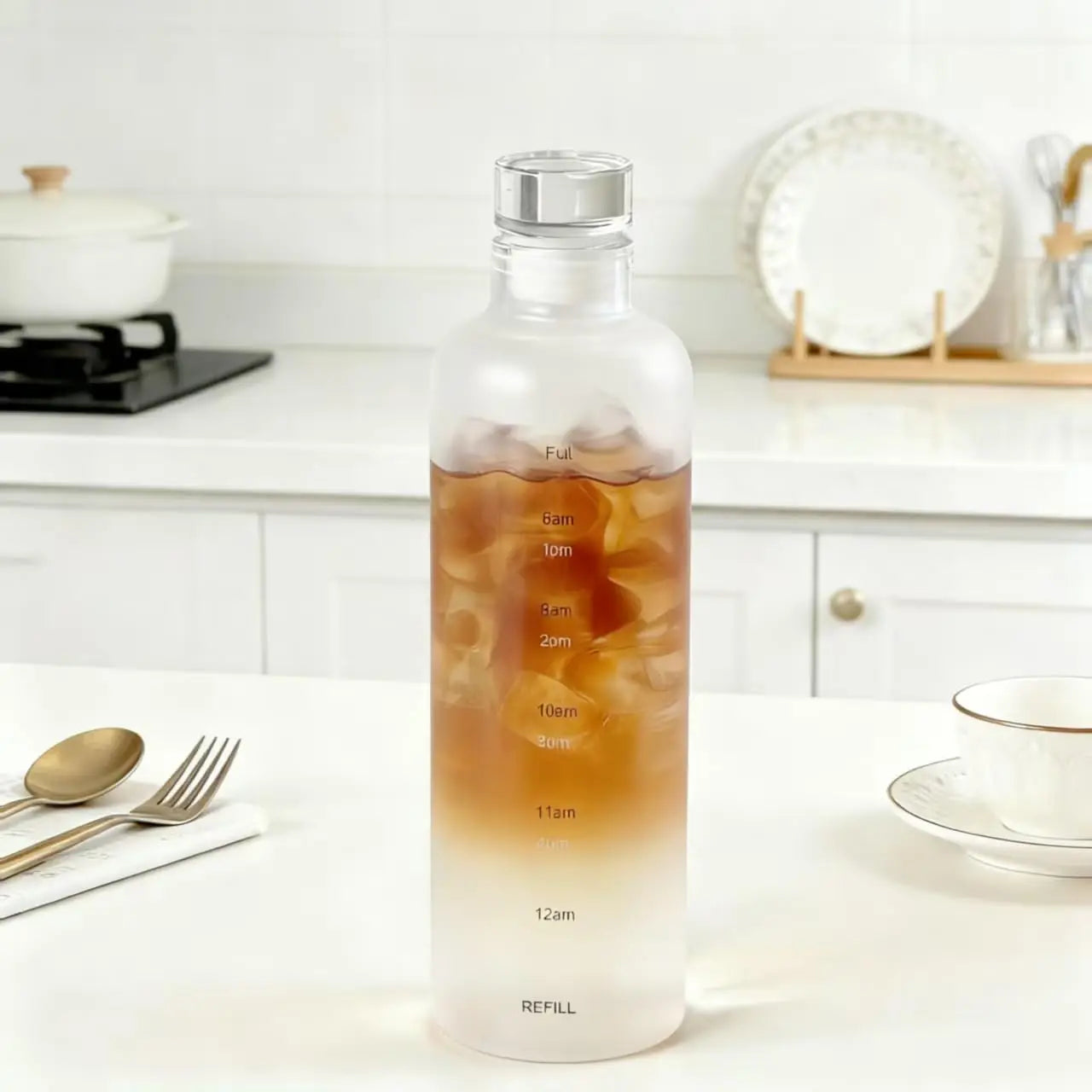 Time Marker Water Bottle Plastic Leakproof Shatterproof Lightweight