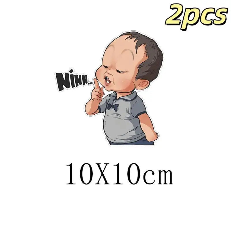 2-Pack Funny Cartoon Baby Vinyl Stickers – Waterproof Car Decals