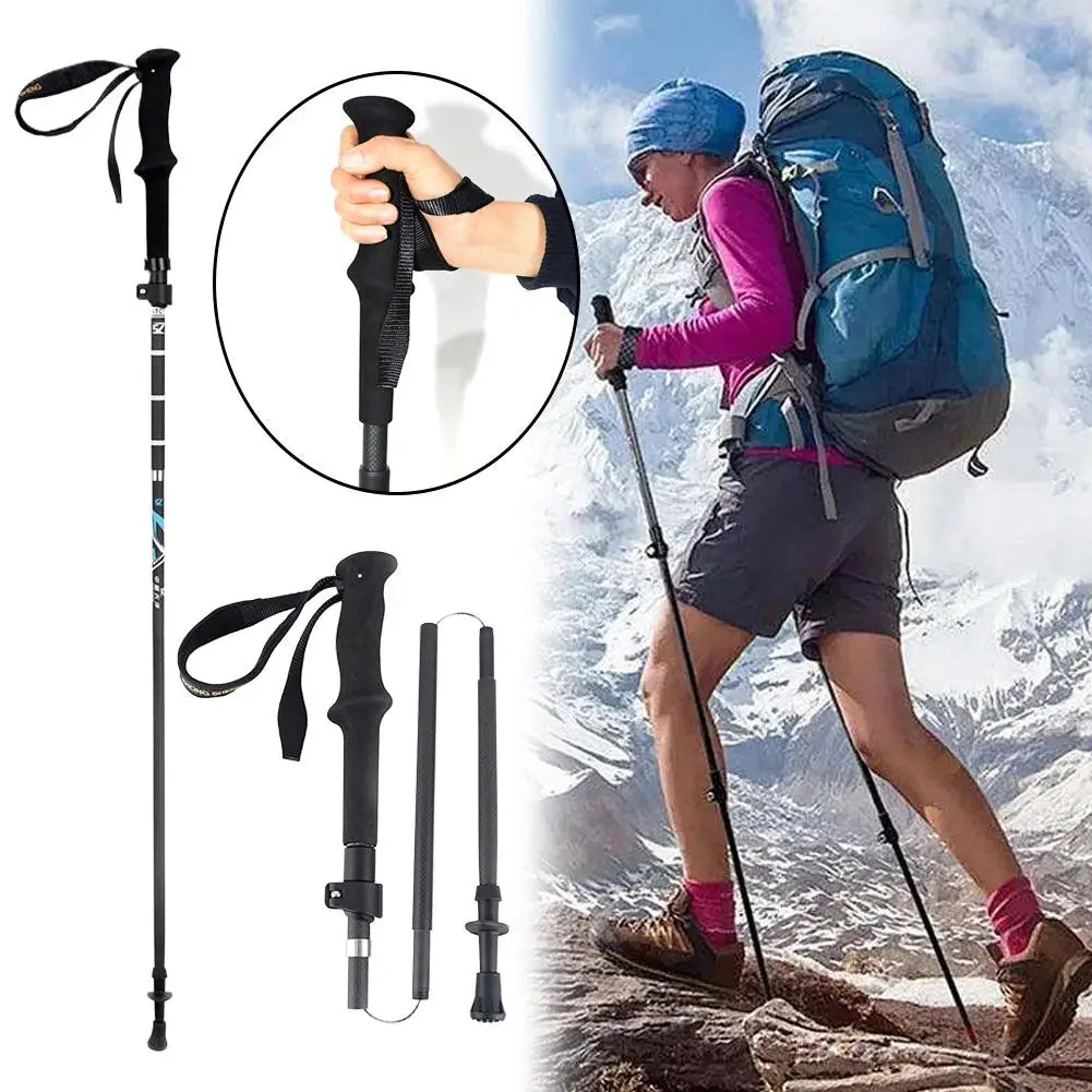 Ultralight Full Carbon Fiber Trekking Poles 4 Section Folding Telescopic Hiking Sticks Portable Nordic Mountain Climbing Cane Zpaxo