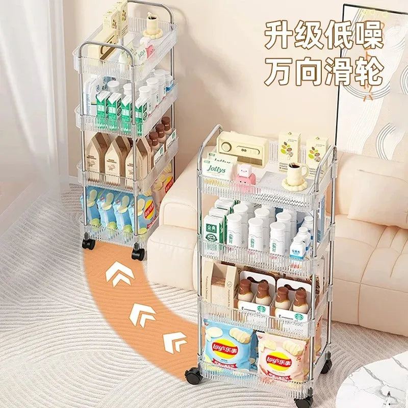 2 3 4 Tiers Mobile Shelf Wheel Multi-layers Storage Rack Home Trolley